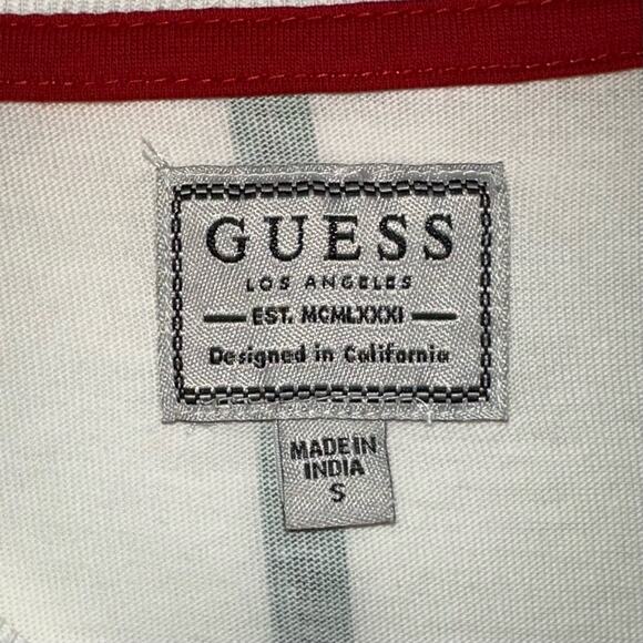Guess Men’s Embroidered Spell Out Striped Long Sleeve T-Shirt Size Small - Picture 4 of 12